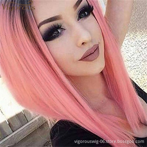 Vigorous Straight Short Blunt Cut Bob For Black Women 2 Tone Ombre Color Middle Part  Brazilian Cosplay Wig Wholesale Price